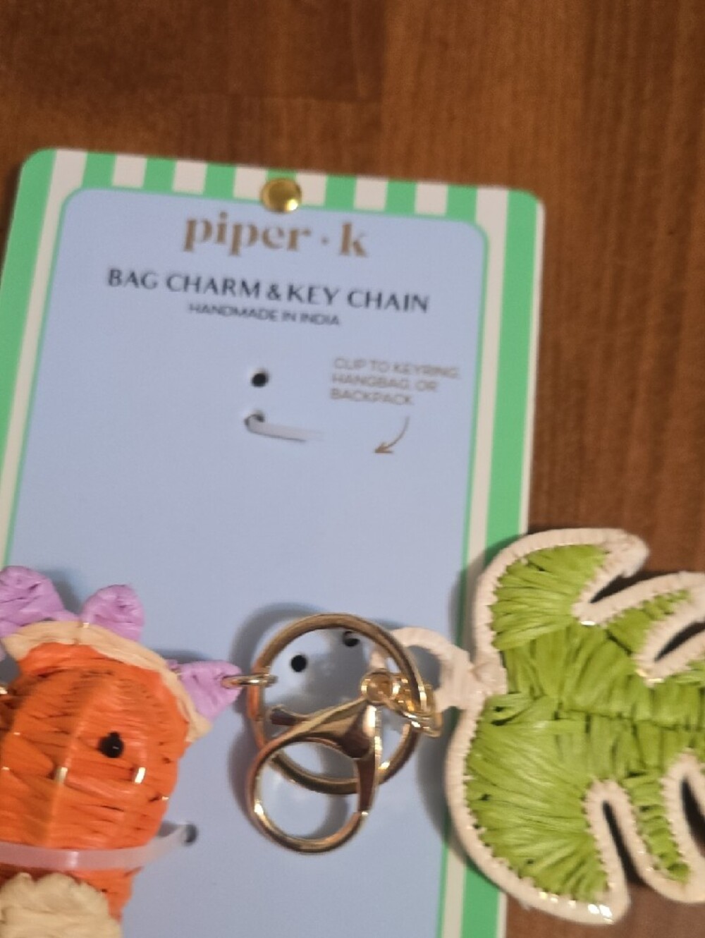 piper•k Orange Parrot & Green Leaf Woven Keychain - Picture 5 of 5